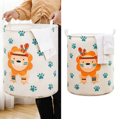 Dirty Laundry Basket Foldable Clothes Toys Sundries Basket Home Toilet Bathroom Storage Bucket Lion 100L