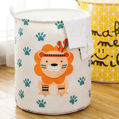 Dirty Laundry Basket Foldable Clothes Toys Sundries Basket Home Toilet Bathroom Storage Bucket Lion 100L