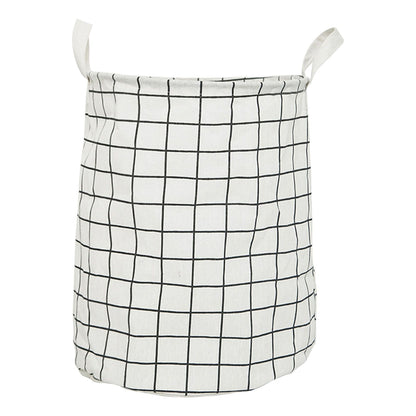 Foldable Dirty Clothes Basket Household Cotton Linen Dirty Laundry Basket Storage Basket Laundry Organizer White Squares