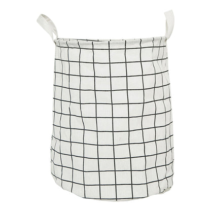 Foldable Dirty Clothes Basket Household Cotton Linen Dirty Laundry Basket Storage Basket Laundry Organizer White Squares