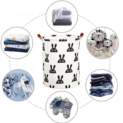 Laundry Basket Cute Rabbit Cotton 40x40x50cm Dirty Clothes Hamper Storage Basket Waterproof Lining Bin