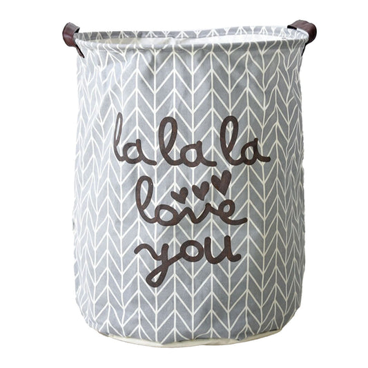 Laundry Basket Cotton Linen Foldable Round Dirty Clothes Storage Bag Folding Laundry Hamper for Home Dormitory Grey