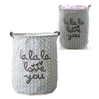 Laundry Basket Cotton Linen Foldable Round Dirty Clothes Storage Bag Folding Laundry Hamper for Home Dormitory Grey