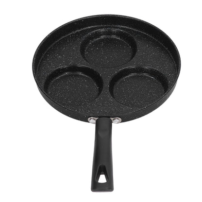 3 Cups Egg Hamburger Pan Metal Iron Heating Evenly Egg Cooker Pan with Comfortable Handle for Omelettes Burgers Pancakes