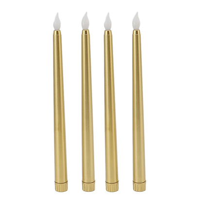 4 Pcs LED Candles Smoke Free Flameless Safe Environmentally Friendly Warm Light Electric LED Taper Candle Gold