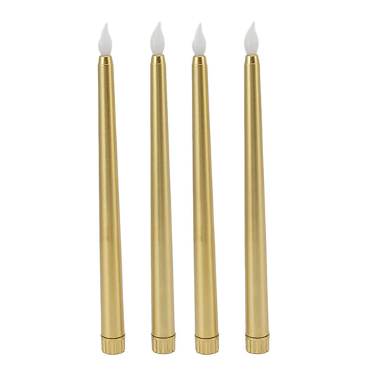 4 Pcs LED Candles Smoke Free Flameless Safe Environmentally Friendly Warm Light Electric LED Taper Candle Gold
