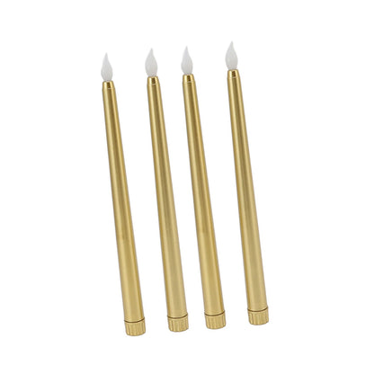 4 Pcs LED Candles Smoke Free Flameless Safe Environmentally Friendly Warm Light Electric LED Taper Candle Gold