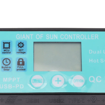 Solar Charge Controller Dual USB Output Fast Charging Solar Panel Regulator 12V/24V for Household Industry 50A