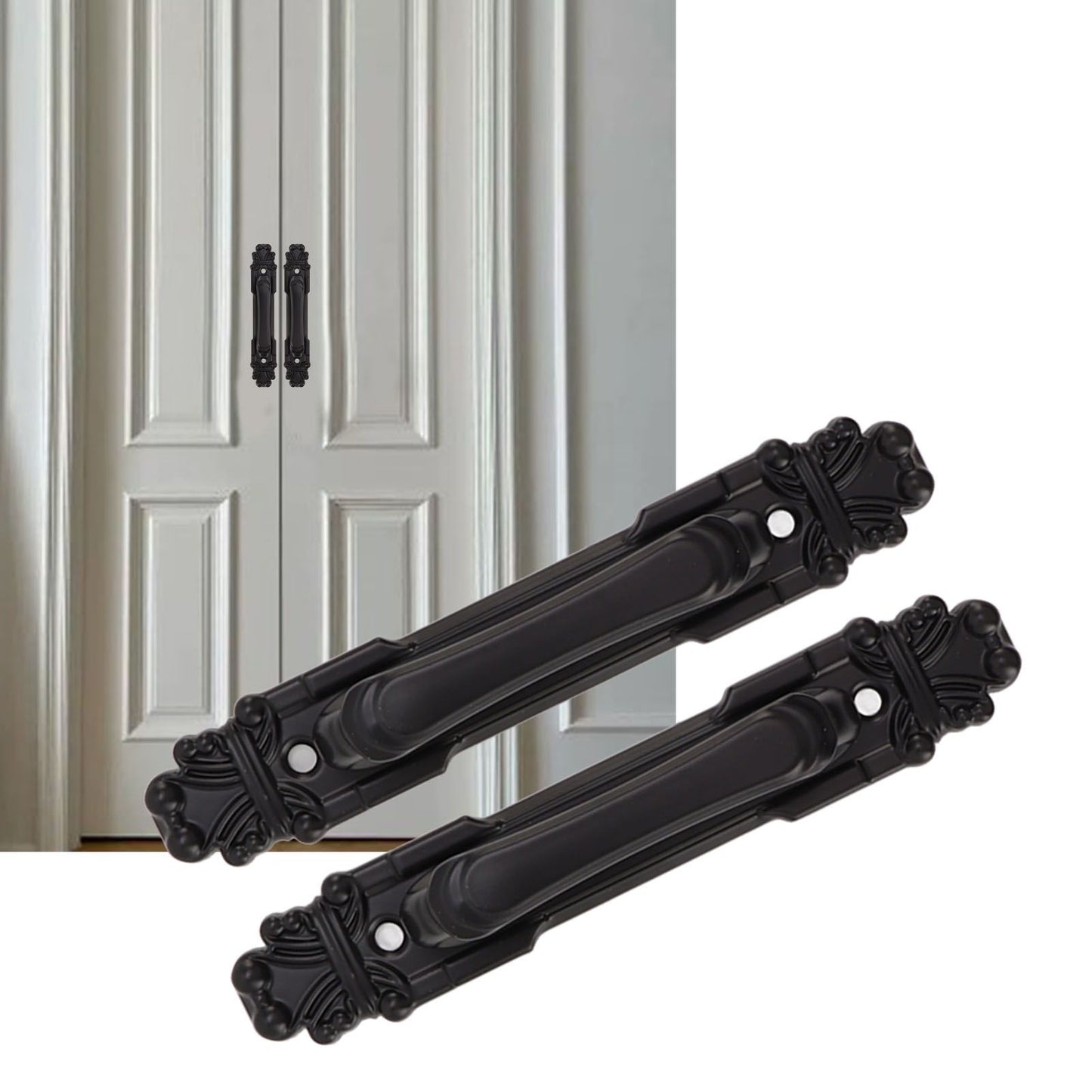 2Pcs Black Heavy Duty Door Handle Simple Installation Fashionable Door Handle 165mm 6.5in Length