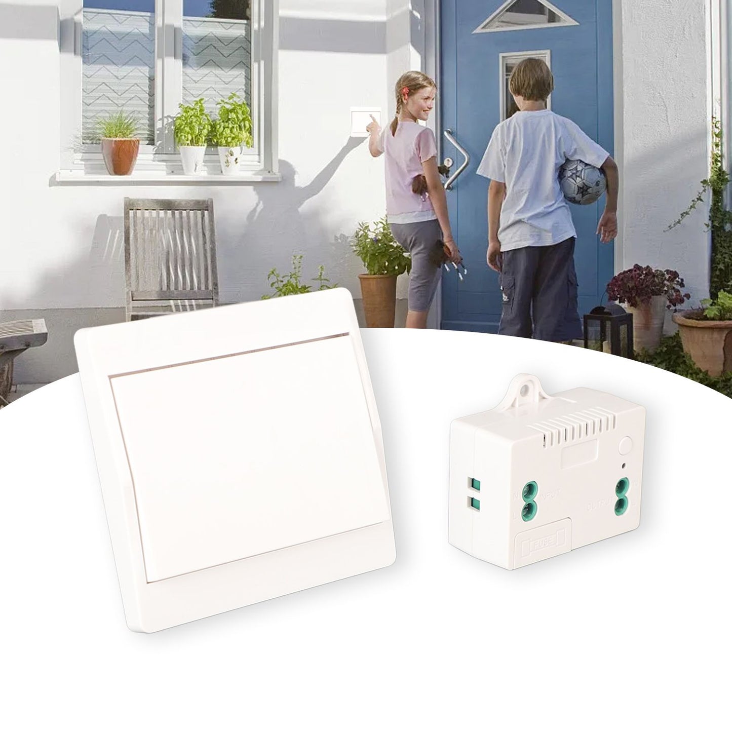 Self Powered Wireless Doorbell Long Distance Battery Free Cordless Door Bell with Receiver for Home Welcome