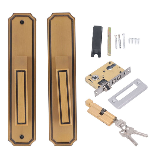 Front Exterior Door Handle Lockset Aluminum Alloy Silent Home Door Handle Lock with Keys for Bedroom Hotel Balcony