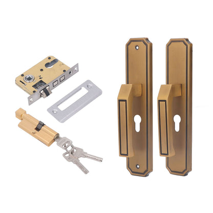 Front Exterior Door Handle Lockset Aluminum Alloy Silent Home Door Handle Lock with Keys for Bedroom Hotel Balcony