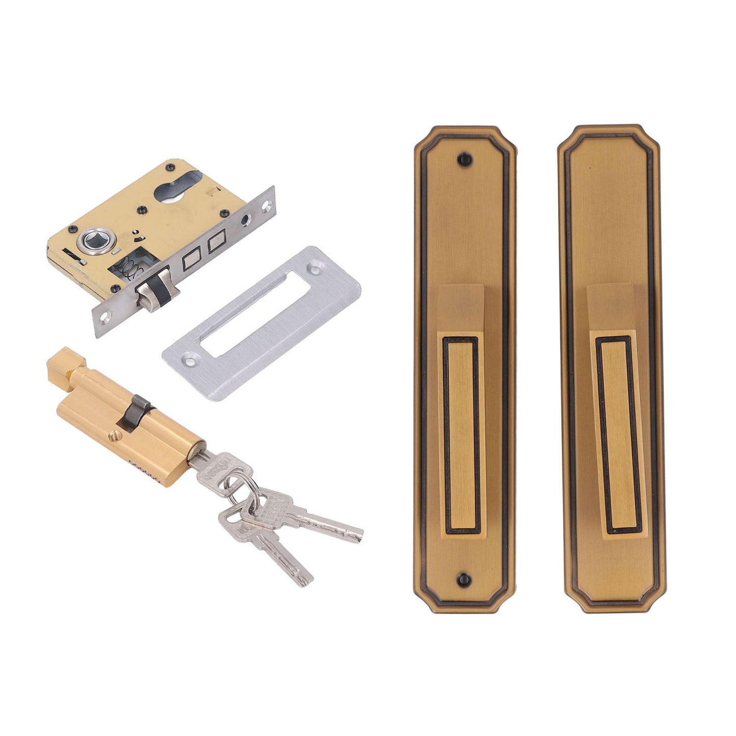 Front Exterior Door Handle Lockset Aluminum Alloy Silent Home Door Handle Lock with Keys for Bedroom Hotel Balcony