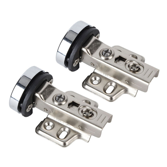 2Set Stainless Steel 201 Cabinet Glass Door Hinge 35 Cup Glass Door Damping Buffer Hinge Middle Bend Half Overlay 9mm