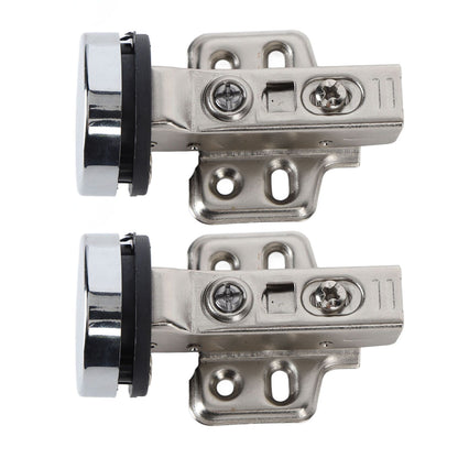 2Set Stainless Steel 201 Cabinet Glass Door Hinge 35 Cup Glass Door Damping Buffer Hinge Middle Bend Half Overlay 9mm