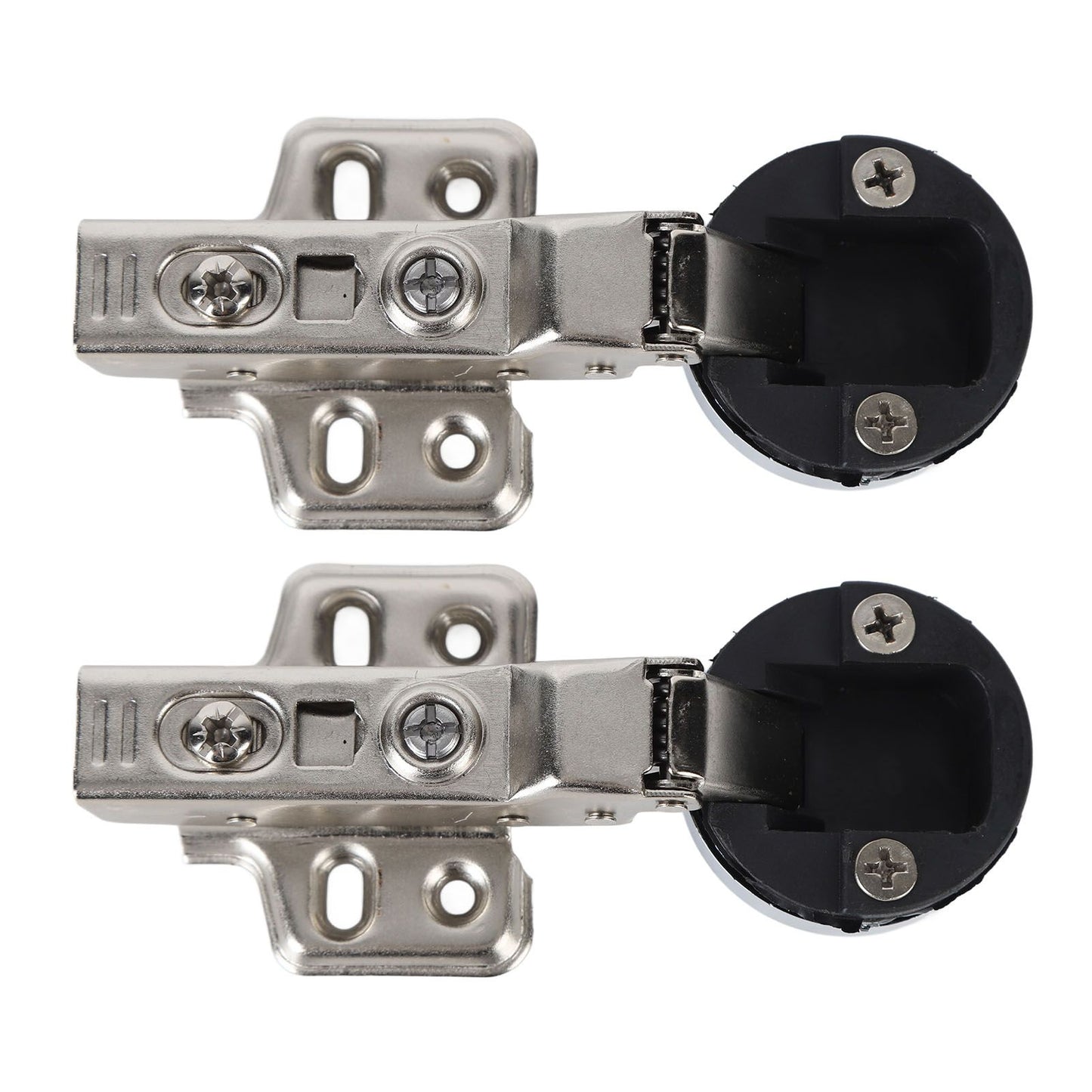 2Set Stainless Steel 201 Cabinet Glass Door Hinge 35 Cup Glass Door Damping Buffer Hinge Middle Bend Half Overlay 9mm