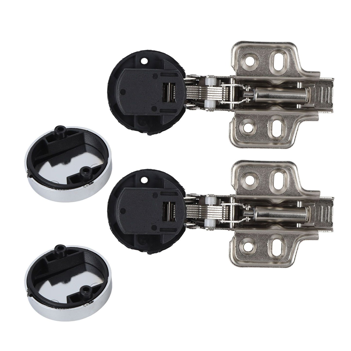 2Set Stainless Steel 201 Cabinet Glass Door Hinge 35 Cup Glass Door Damping Buffer Hinge Middle Bend Half Overlay 9mm