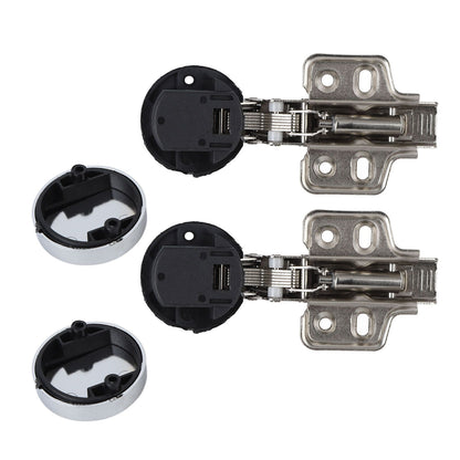2Set Stainless Steel 201 Cabinet Glass Door Hinge 35 Cup Glass Door Damping Buffer Hinge Middle Bend Half Overlay 9mm