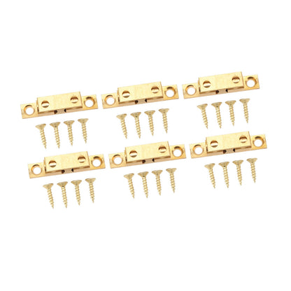 6 Set Cabinet Door Catch Brass Cabinet Door Closet Ball Tension Catch Latch with Gold Screw for Most Cabinets 60mm / 2.4in