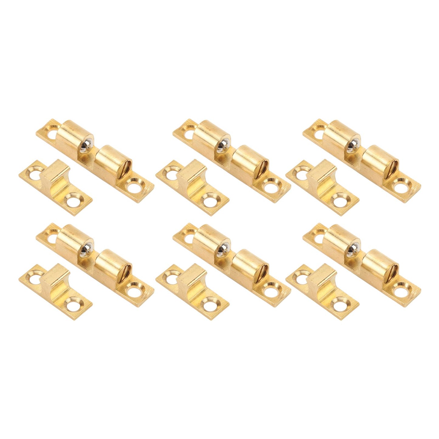 6 Set Cabinet Door Catch Brass Cabinet Door Closet Ball Tension Catch Latch with Gold Screw for Most Cabinets 60mm / 2.4in