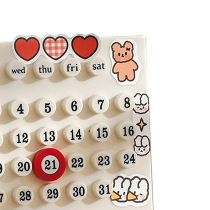 Desk Date Planner Integrated Molding Ring Table Calendar Ornaments for DIY Home Stationer Decoration Birch and ABS White