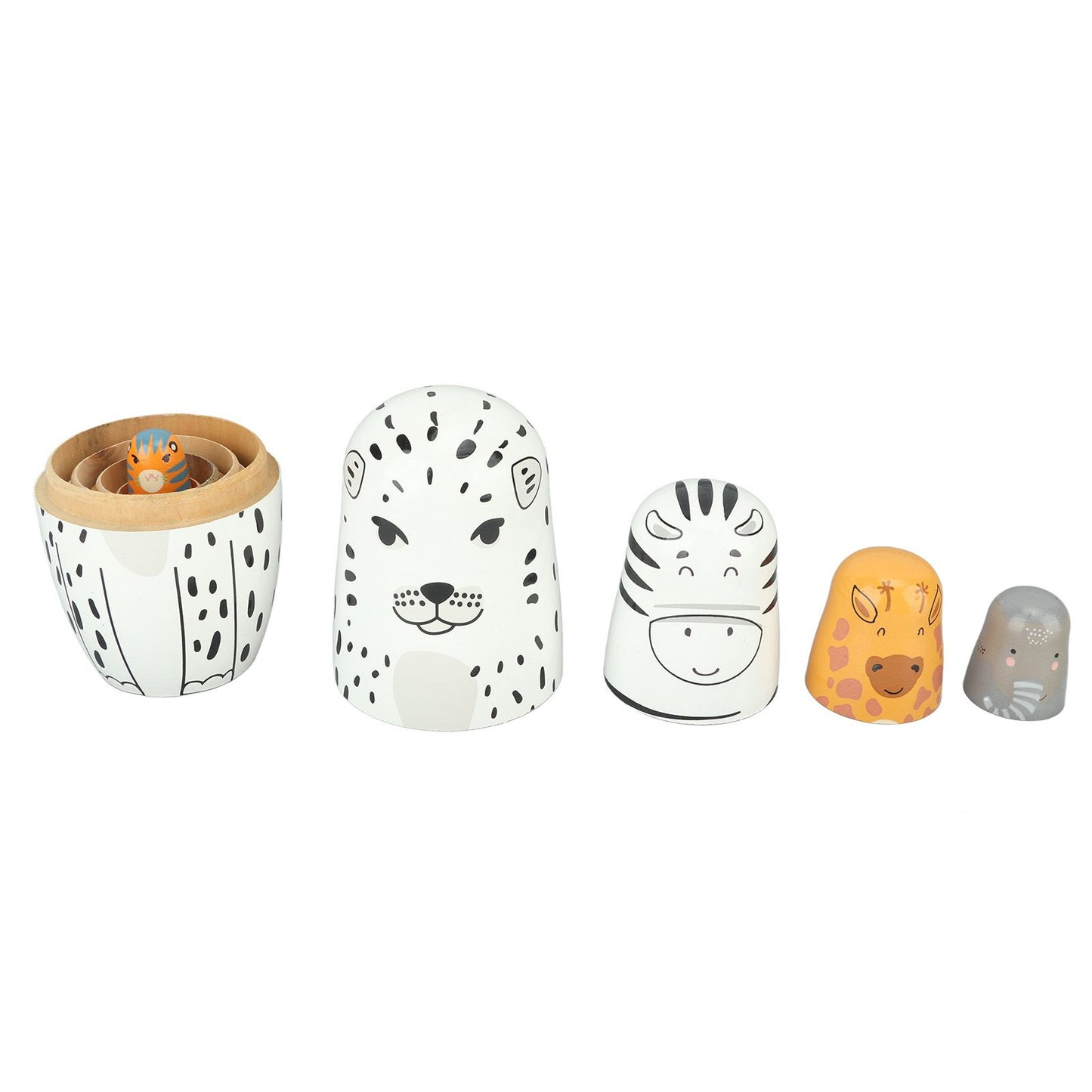 5Pcs Russian Nesting Dolls Hand Made Exquisite Wooden Animal Nesting Dolls for Christmas Gift House Decoration