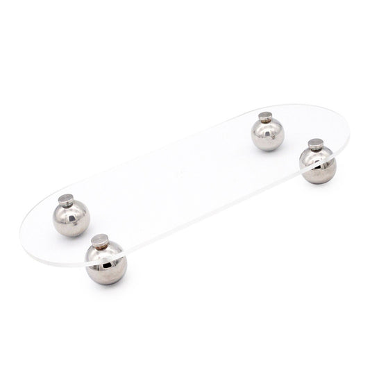 Acrylic Storage Tray Clear Transparent Stainless Steel Round Feet Minimalist Style Decorative Practical Desktop Shelf for Cafes Oval