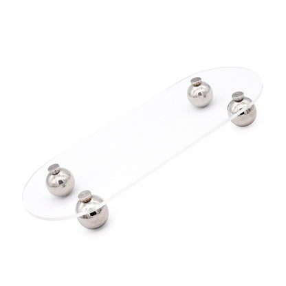 Acrylic Storage Tray Clear Transparent Stainless Steel Round Feet Minimalist Style Decorative Practical Desktop Shelf for Cafes Oval