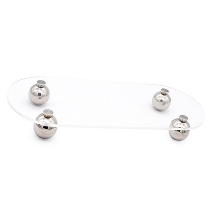 Acrylic Storage Tray Clear Transparent Stainless Steel Round Feet Minimalist Style Decorative Practical Desktop Shelf for Cafes Oval