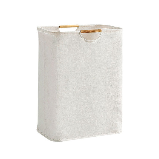 Large Laundry Basket Waterproof Collapsible Laundry Hamper with Wooden Handle for Household Bathroom L 56cm