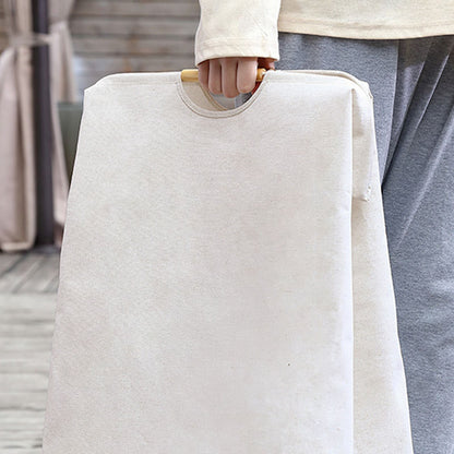 Large Laundry Basket Waterproof Collapsible Laundry Hamper with Wooden Handle for Household Bathroom L 56cm