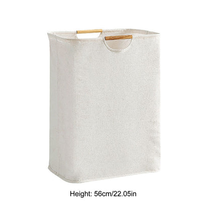 Large Laundry Basket Waterproof Collapsible Laundry Hamper with Wooden Handle for Household Bathroom L 56cm