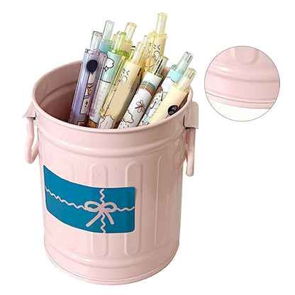 Pen Holder Metal Large Capacity Cute Practical Office Desk Pencil Holder for Study Classroom Pink Free Size