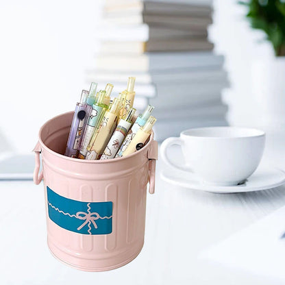 Pen Holder Metal Large Capacity Cute Practical Office Desk Pencil Holder for Study Classroom Pink Free Size