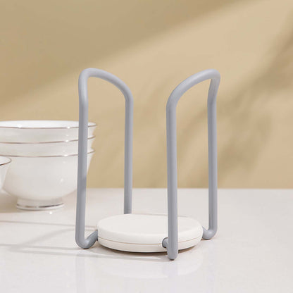 Bowl Organizer Multiple Functional Retractable Dish Drying Rack for Kitchen Counter Grey and White
