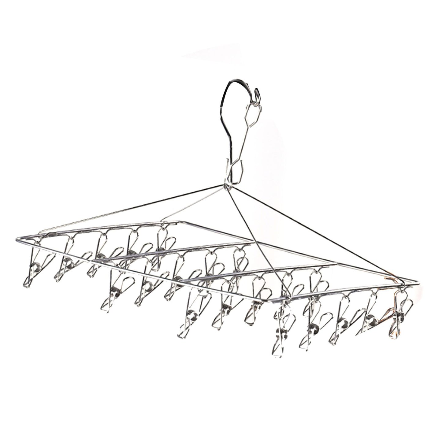 Clothes Drying Hanger Stainless Steel Multi Clip Laundry Drip Hanging Rack for Underwear Socks Hat No Loop Square