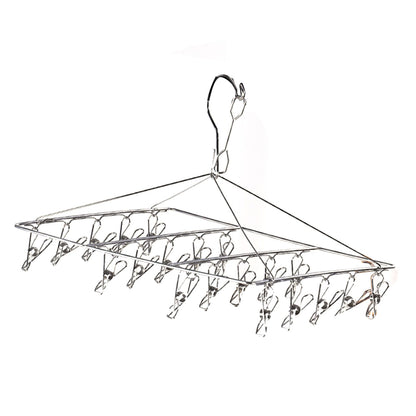 Clothes Drying Hanger Stainless Steel Multi Clip Laundry Drip Hanging Rack for Underwear Socks Hat No Loop Square