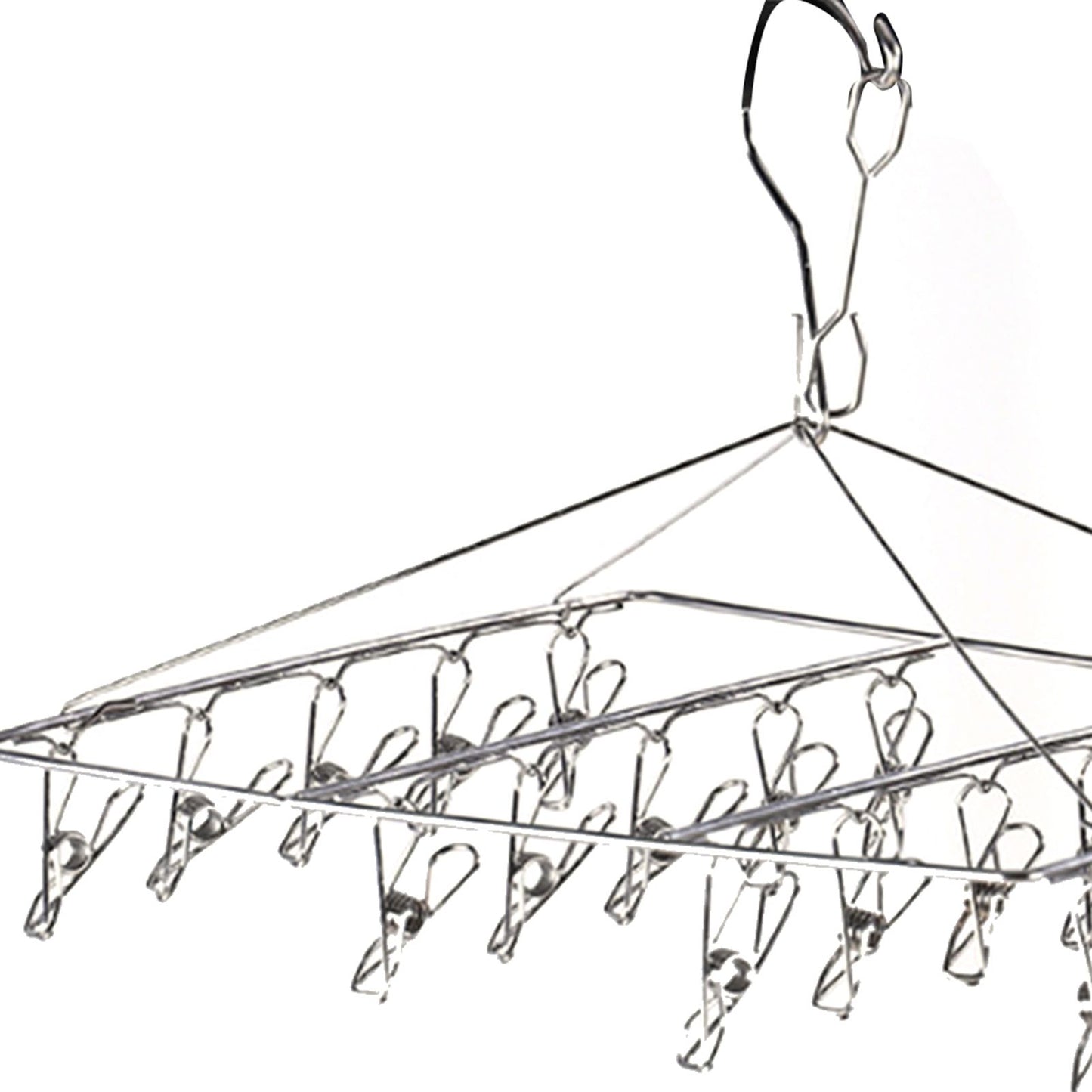 Clothes Drying Hanger Stainless Steel Multi Clip Laundry Drip Hanging Rack for Underwear Socks Hat No Loop Square