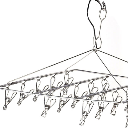 Clothes Drying Hanger Stainless Steel Multi Clip Laundry Drip Hanging Rack for Underwear Socks Hat No Loop Square
