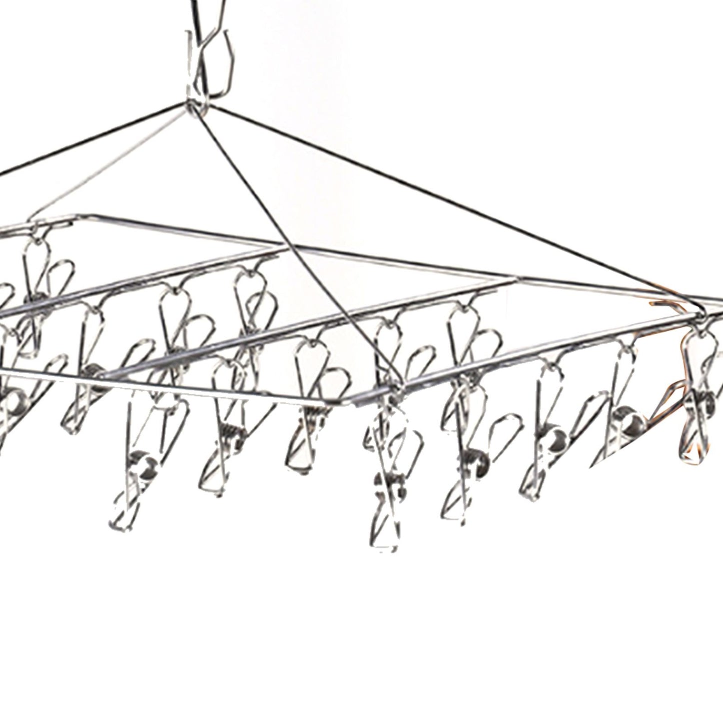 Clothes Drying Hanger Stainless Steel Multi Clip Laundry Drip Hanging Rack for Underwear Socks Hat No Loop Square