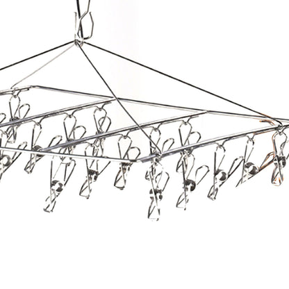 Clothes Drying Hanger Stainless Steel Multi Clip Laundry Drip Hanging Rack for Underwear Socks Hat No Loop Square