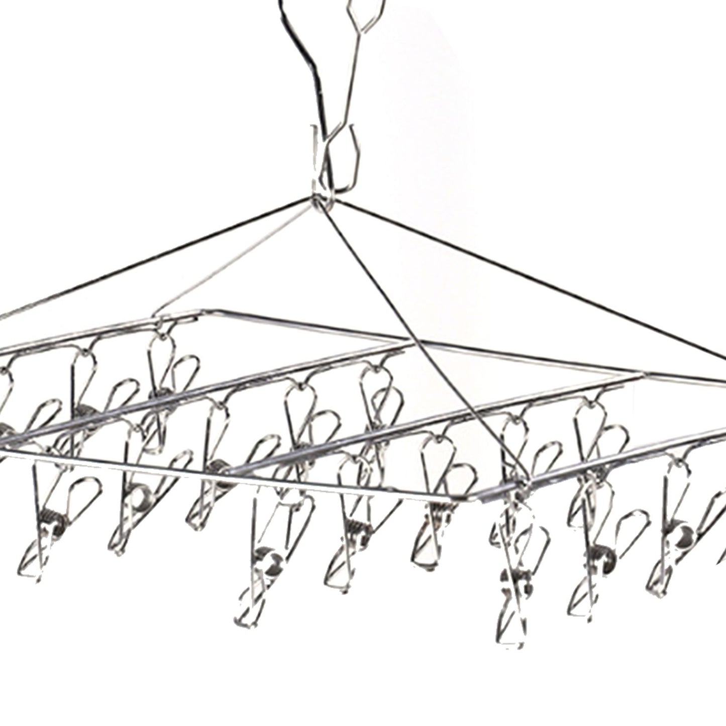 Clothes Drying Hanger Stainless Steel Multi Clip Laundry Drip Hanging Rack for Underwear Socks Hat No Loop Square