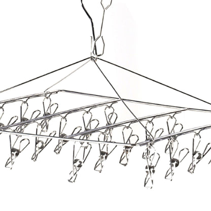Clothes Drying Hanger Stainless Steel Multi Clip Laundry Drip Hanging Rack for Underwear Socks Hat No Loop Square