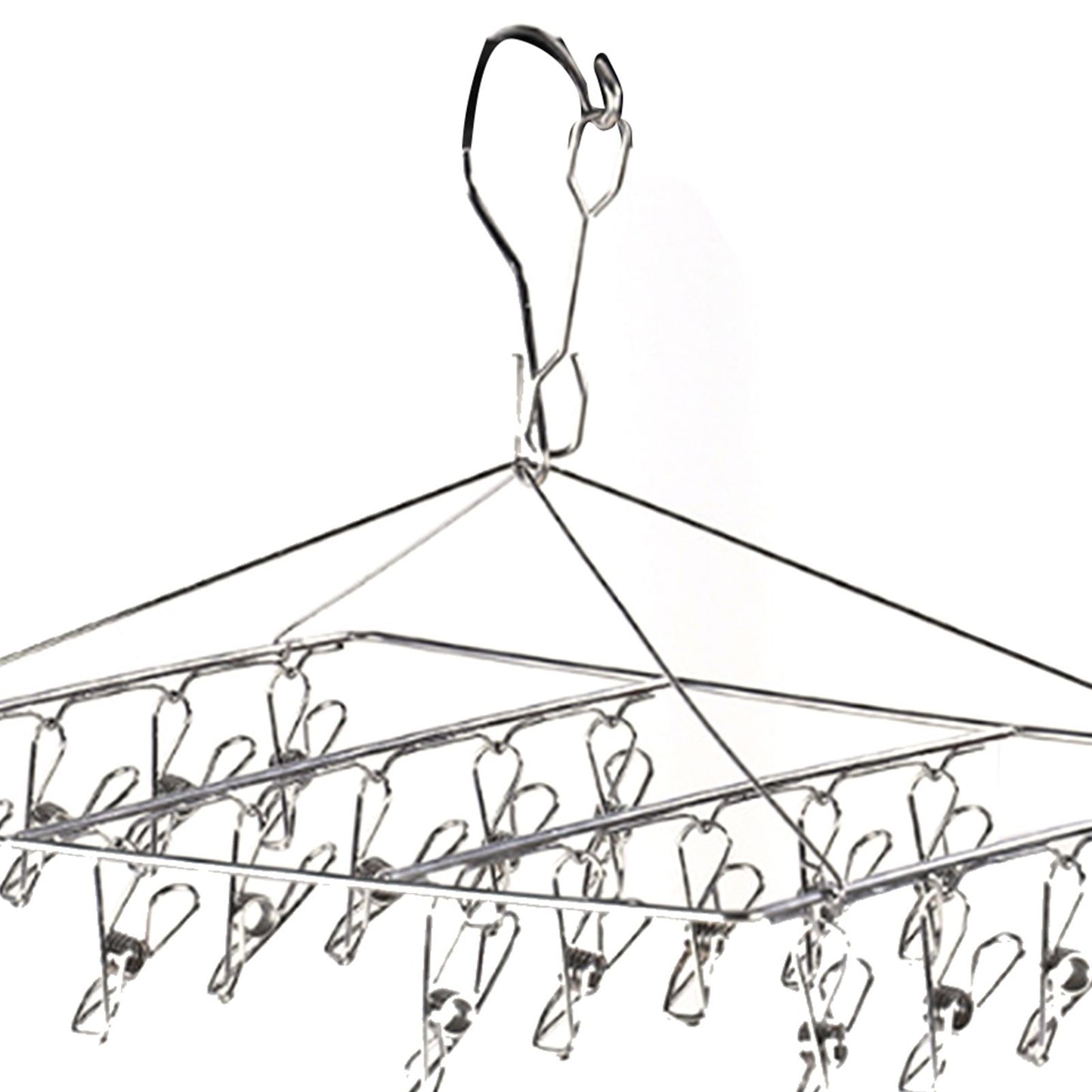 Clothes Drying Hanger Stainless Steel Multi Clip Laundry Drip Hanging Rack for Underwear Socks Hat No Loop Square
