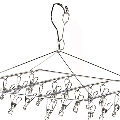 Clothes Drying Hanger Stainless Steel Multi Clip Laundry Drip Hanging Rack for Underwear Socks Hat No Loop Square