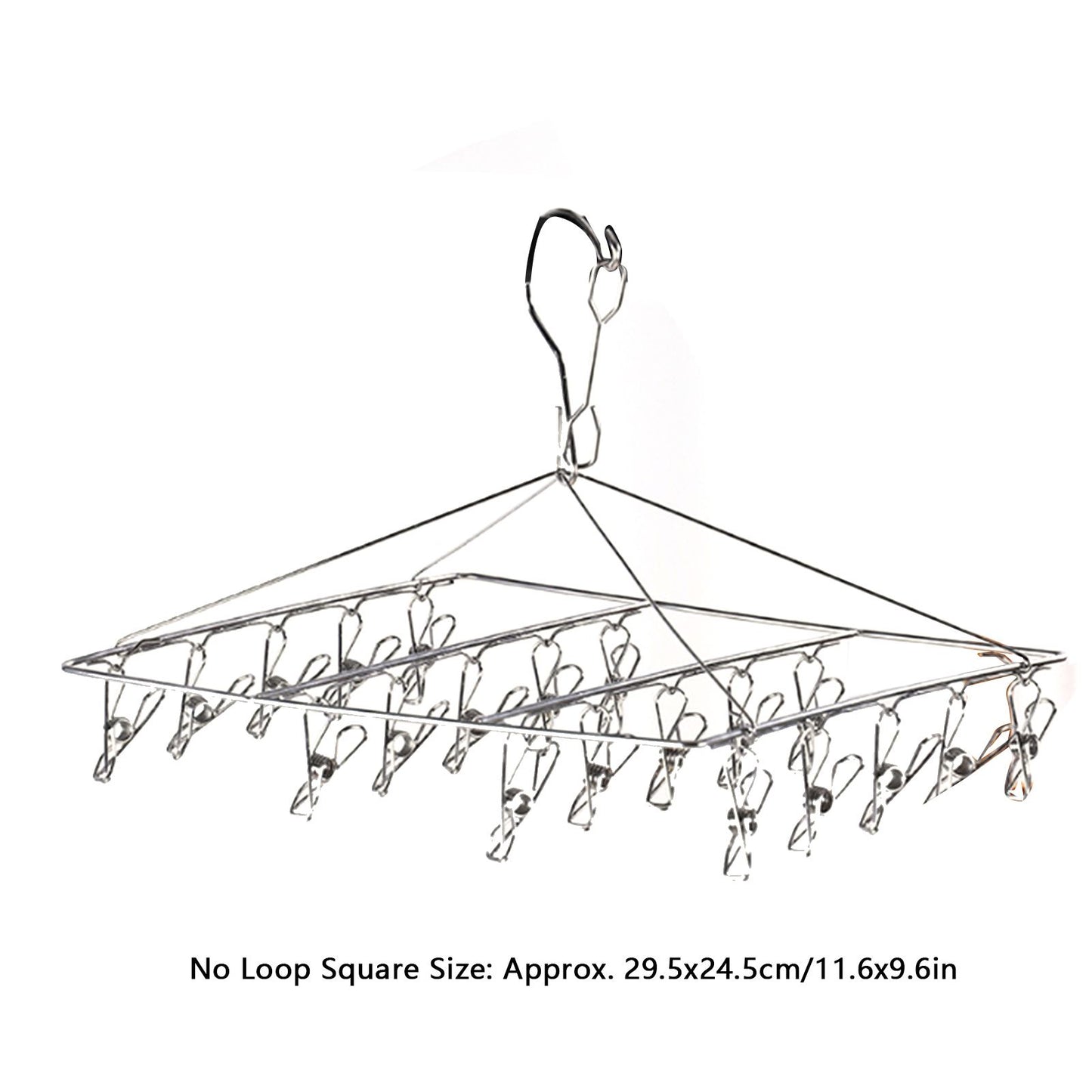 Clothes Drying Hanger Stainless Steel Multi Clip Laundry Drip Hanging Rack for Underwear Socks Hat No Loop Square