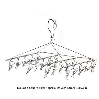 Clothes Drying Hanger Stainless Steel Multi Clip Laundry Drip Hanging Rack for Underwear Socks Hat No Loop Square