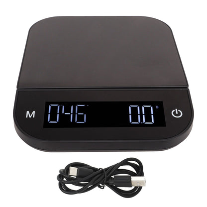 Electric Kitchen Food Scale English Version Peeling PC Function Waterproof Timing Flat Coffee Weighing Scale 3kg/0.1g