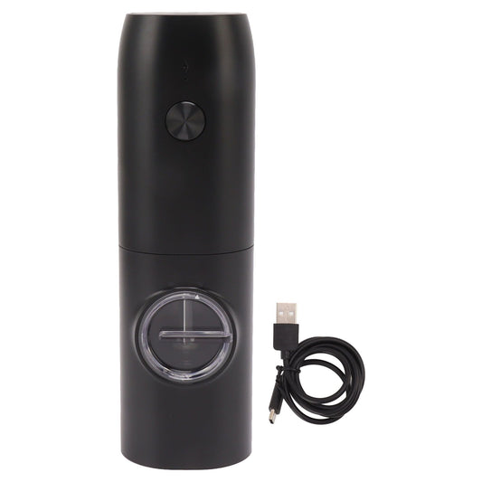 Electric Pepper Grinder Adjustable Coarseness USB Rechargeable Automatic Salt Mill with LED Light for Herb Spice Black