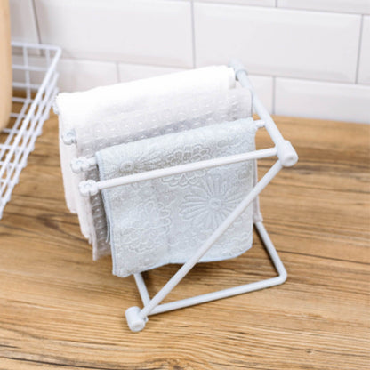 Countertop Dishcloth Drying Rack 4 Arms Folding Vertical Hand Towel Stand Dish Rag Storage Holder for Kitchen Light Gray